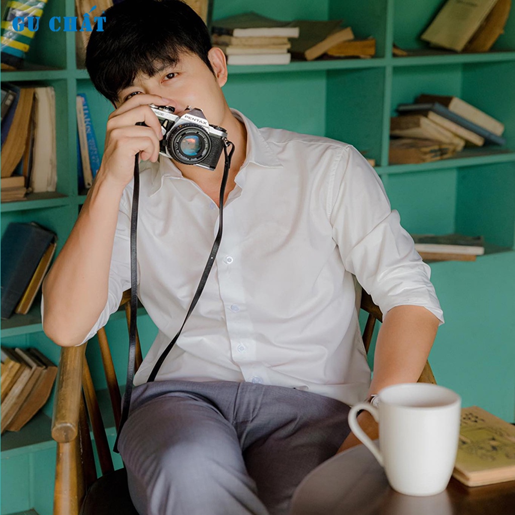 Áo Sơ Mi Lụa Nam Tay Dài Cổ Bẻ GU CHẤT, Chất Lụa Cao Cấp, Form Chuẩn GUL02