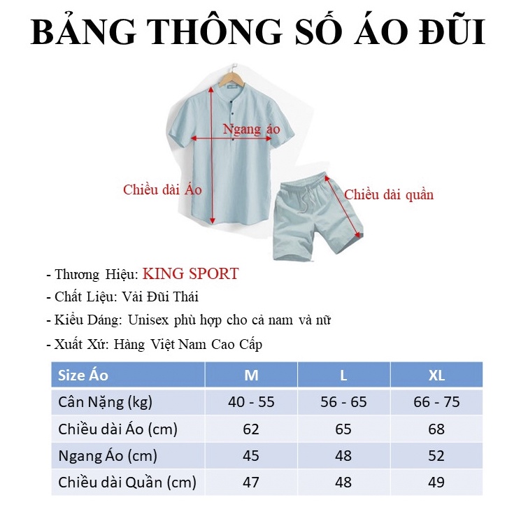 Bộ đũi nam cổ tàu cộc tay chất vải đũi thái xước dày dặn mềm mịn cao cấp thoáng mát thời trang hàn quốc KING SPORT