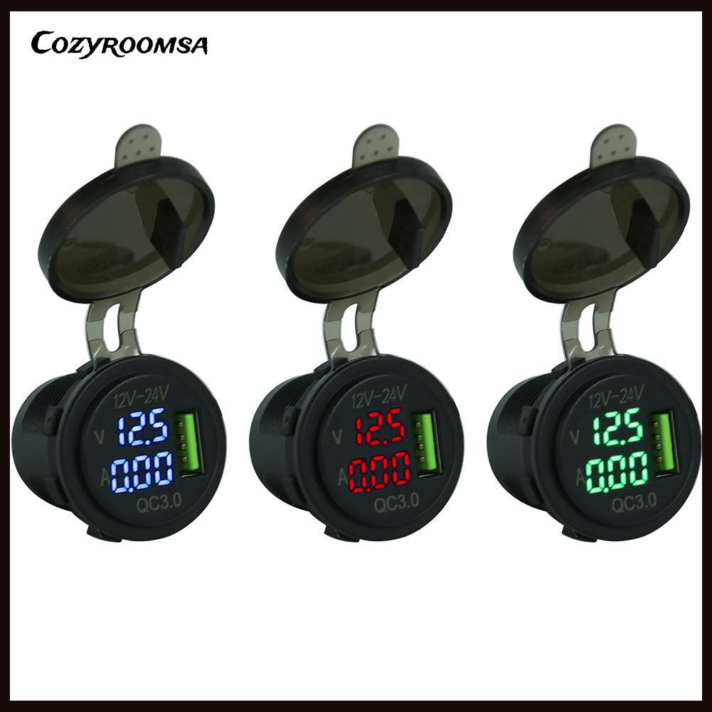 Bộ chuyển đổi ổ cắm điện trên oto 3A QC 3.0 USB cho thuyền máy 12V-24V