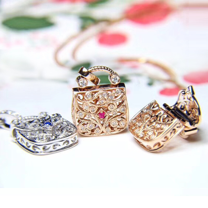 vòng cổ Mạ Vàng 18k Mặt Hình Túi Xách Đính Đá Thanh Lịch