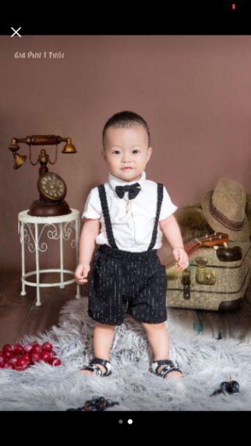 Set yếm công tử 3 chi tiết cho bé trai 6-22kg