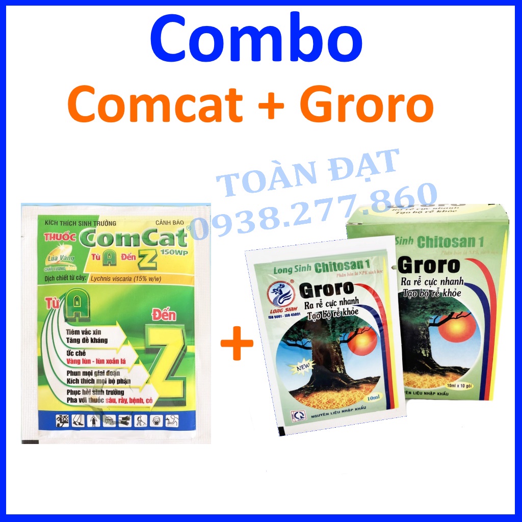 Combo phân bón Groro Comcat, dinh dưỡng giúp phục hồi ra rễ mạnh và tăng trưởng cho cây trồng