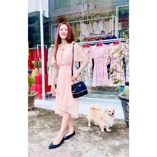 Đầm Chấm Bi Hồng nhẹ nhàng