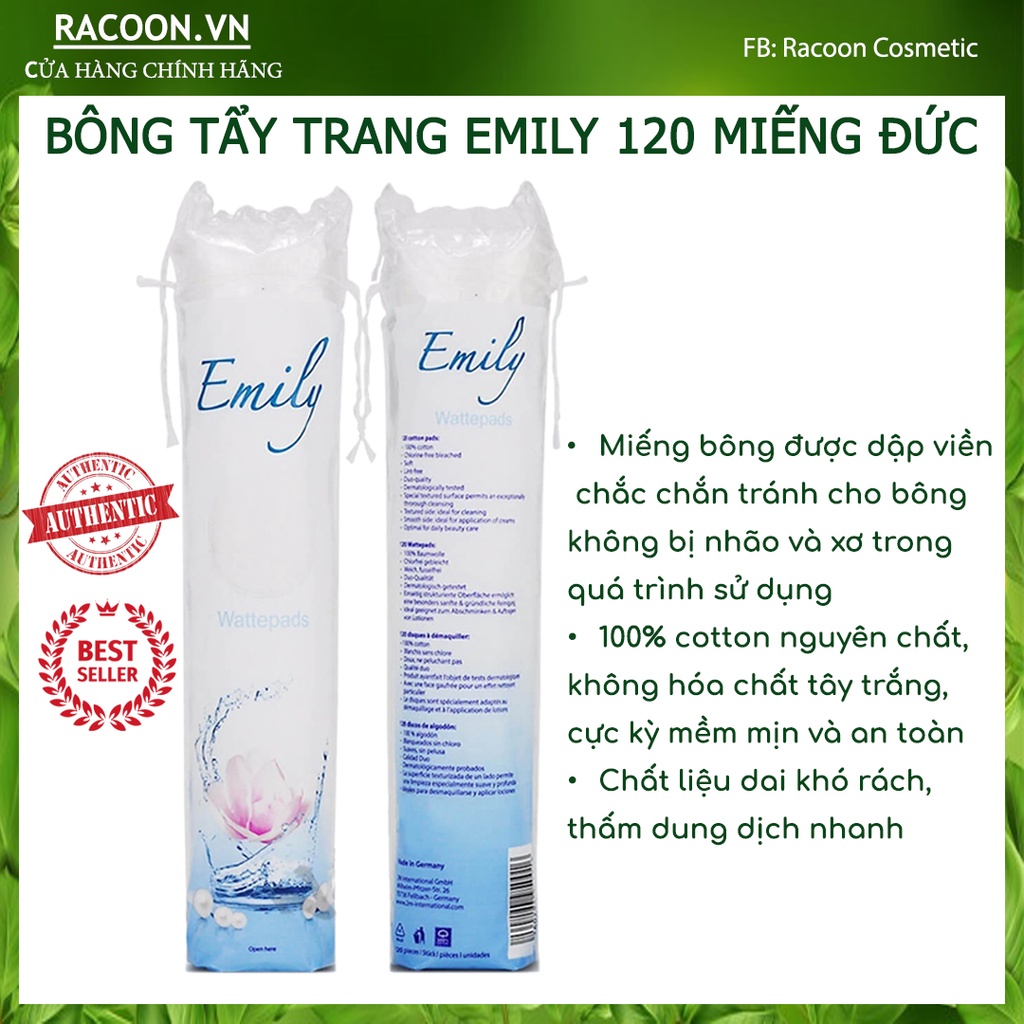 Bông Tẩy Trang Emily Cotton Hàng Đức 120 miếng