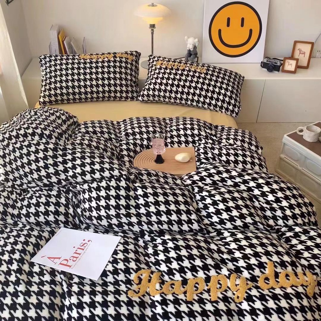 Bộ Chăn Ga Nỉ Nhung 5D Mịn Hoạ Tiết Cho Bé