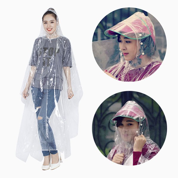 ÁO MƯA TRONG SUỐT 1 ĐẦU CÓ CHE MẶT