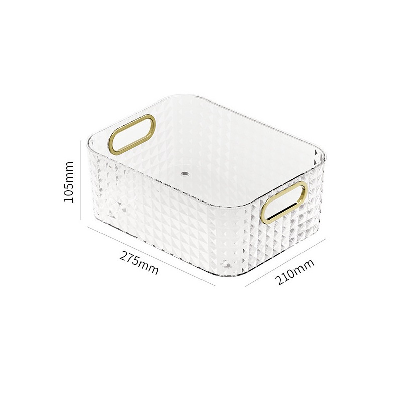 Hộp đựng vật dụng để bàn nhựa PET trong suốt, đựng mỹ phẩm, đồ dùng vệ sinh trong phòng tắm kiểu pha lê