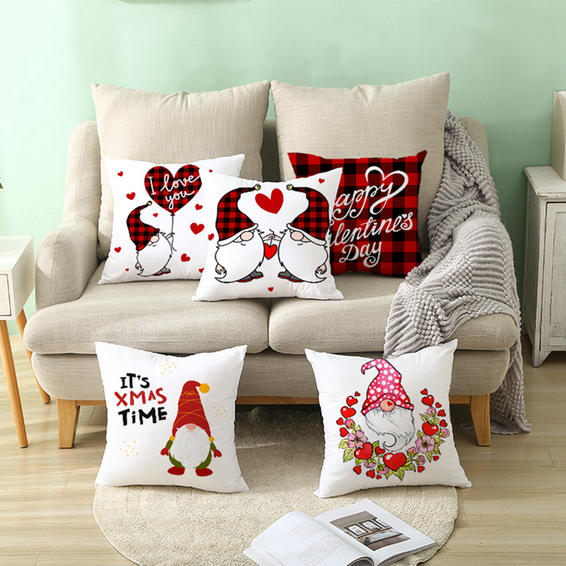 Vỏ gối bằng Polyester hình búp bê vô diện xinh xắn làm quà tặng valentine