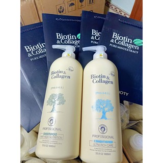 Căp dầu gội xả Biotin Collagen trắng 1000ml