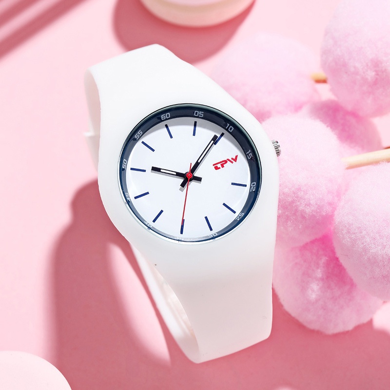 Đồng hồ thời trang TPIV đeo tay mặt tròn dây đeo  silicol thời trang cho nữ