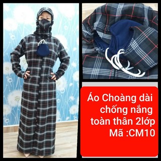 XẢ KHO. Áo Choàng dài chống nắng toàn thân 2lớp .Chất liệu vải Cotton kẻ 2lớp dày dặn chống tia cao.