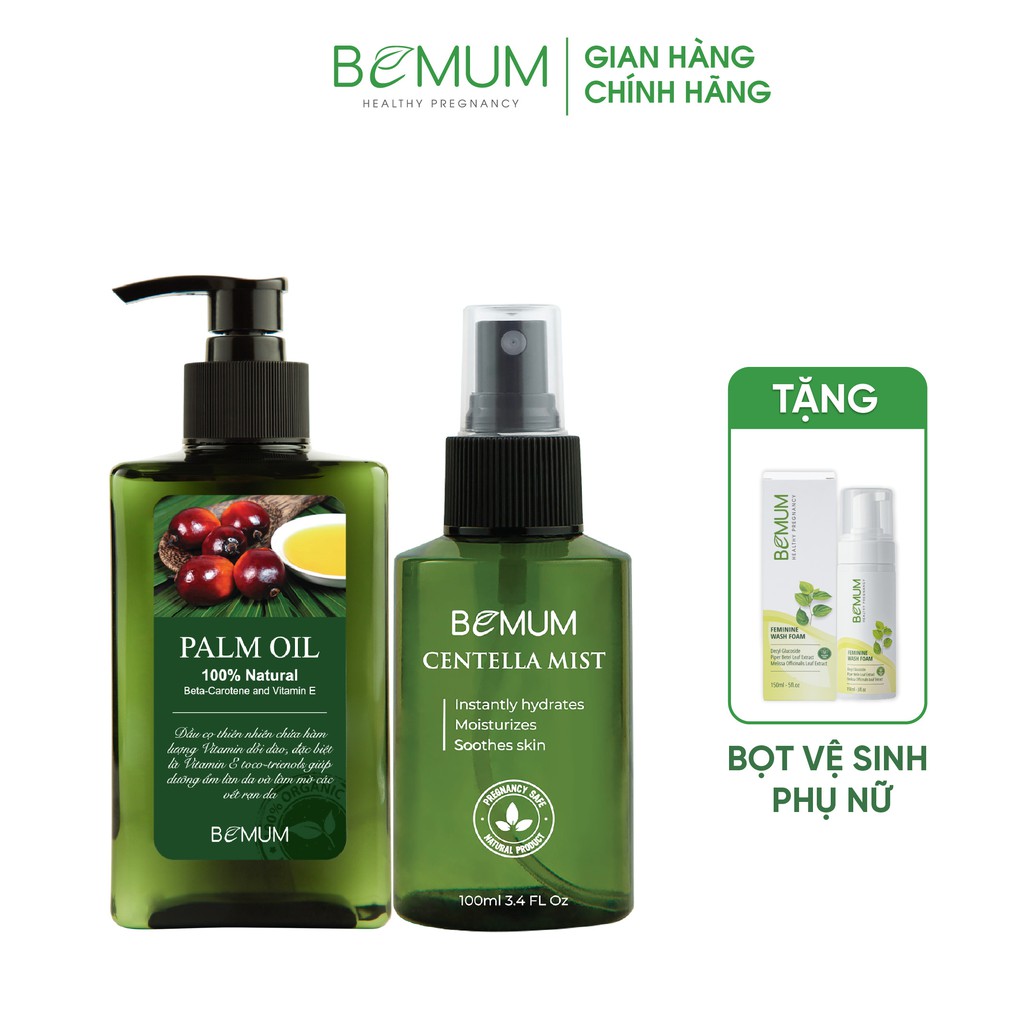 Combo Tinh dầu cọ Chống rạn Palm Oil BEMUM 300ml + Xịt dưỡng rau má BEMUM