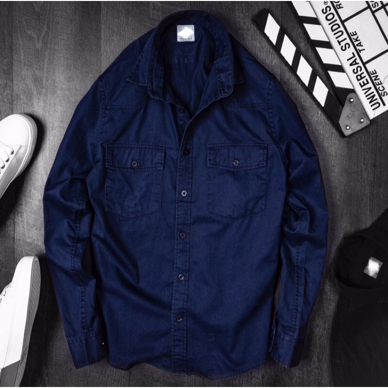 Áo sơ mi nam chất kaki jean dài tay cao cấp, Áo sơ mi nam