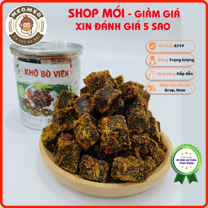 Khô bò viên, thịt bò khô 300g loại ngon, bò khô viên chuẩn vị MEOMEO đồ ăn vặt Hà Nội, tốt cho sức khỏe, ít béo