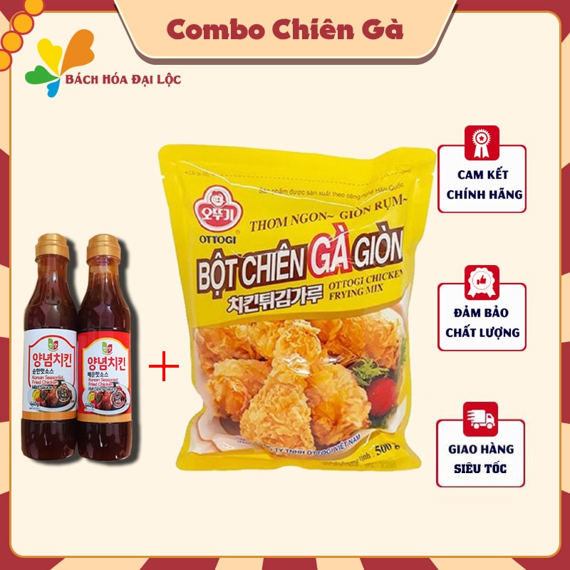 Combo Bột Chiên Gà Giòn Ottogi + Sốt Chiên Gà ( Cay và Ngọt ) Hàn Quốc - Thơm Ngon Chuẩn Vị