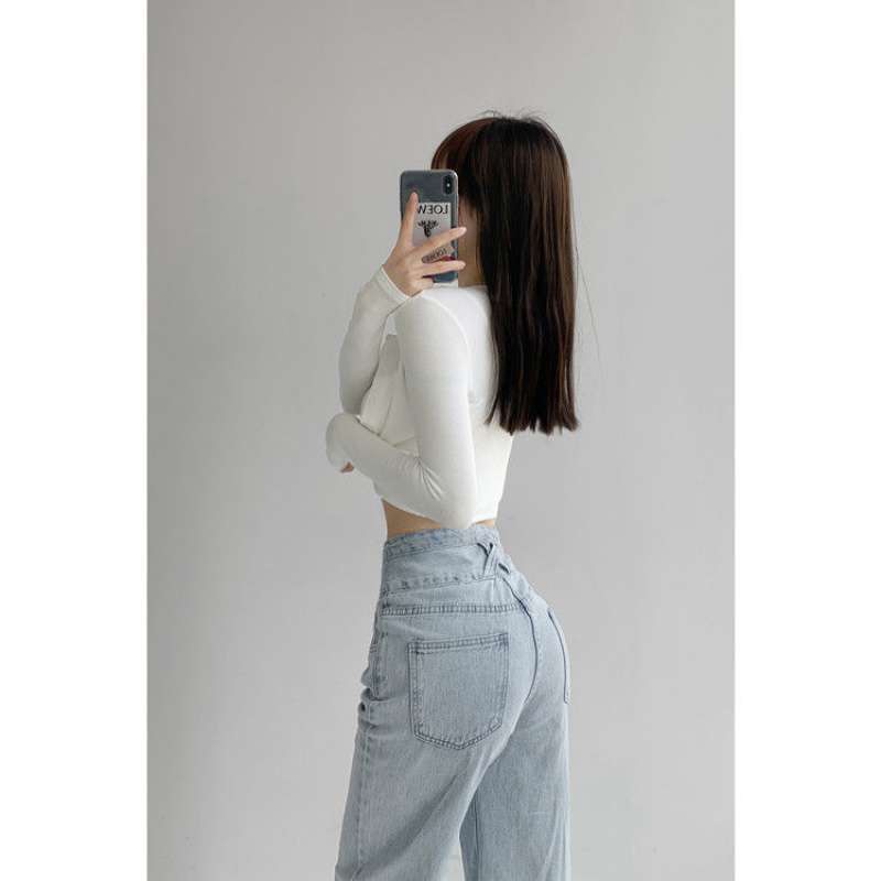 DEAL SỐC_Quần Jeans Nữ Ống Rộng 3 Khuy Cao Cấp OHS3700