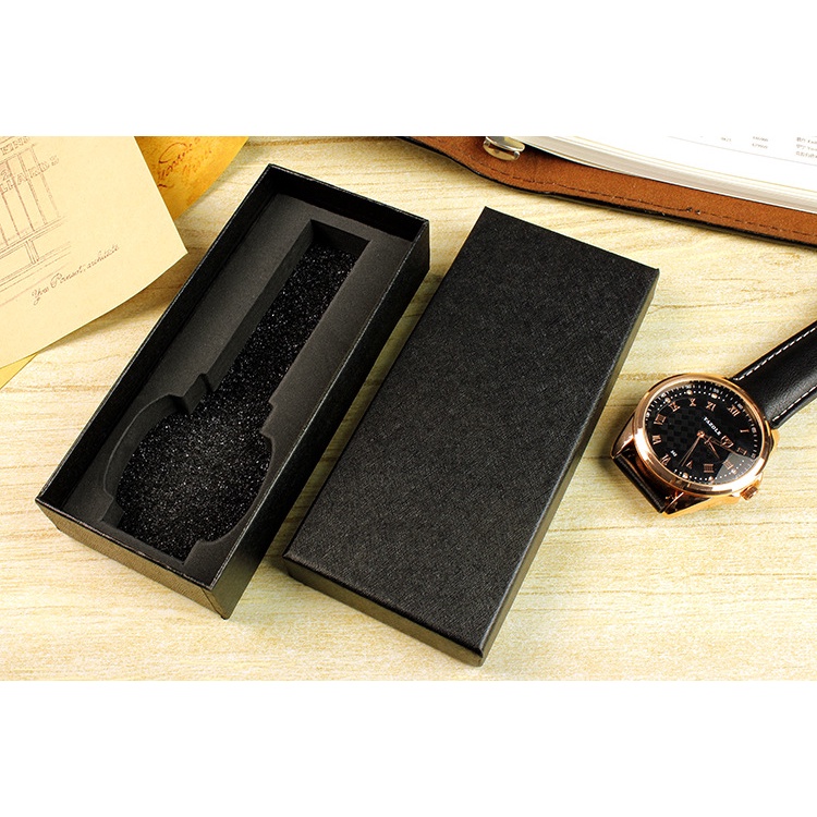 Hộp đựng đồng hồ đeo tay nam và nữ Tisselly chất liệu giấy cứng KT.14,5 x6.5x3 cm (Đen)