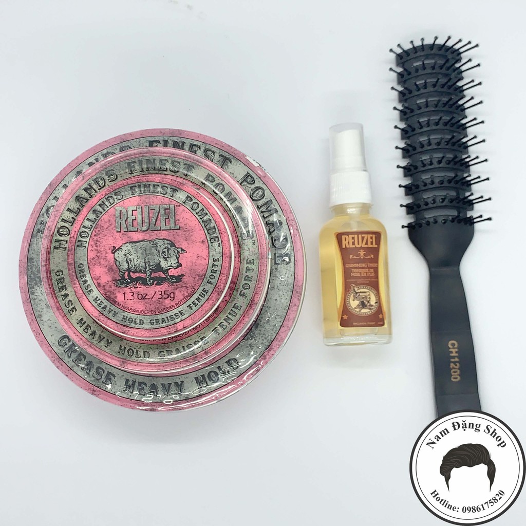 [Mã 66FMCGSALE hoàn 8% xu đơn 500K] Pomade vuốt tóc Reuzel Pink + Tặng Reuzel Grooming Tonic 20ml + Tặng Lược Chaoba