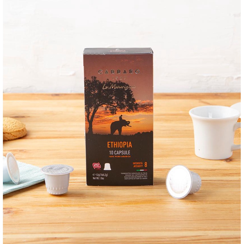 Cà Phê Viên Nén CARRARO Capsule SINGLE ORIGIN ETHIOPIA (Hàng Ý)