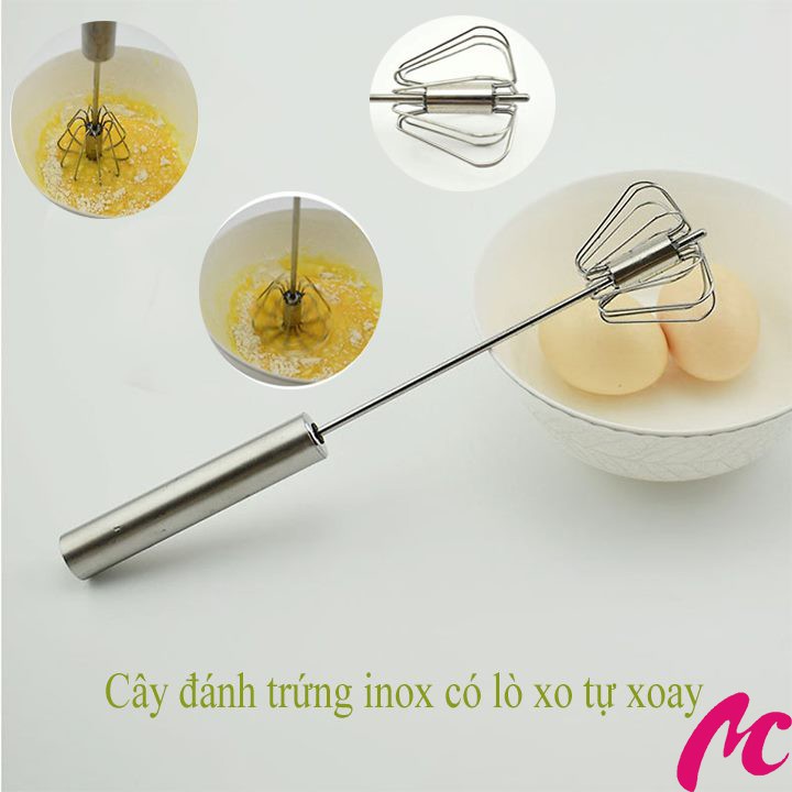 Cây Đánh Trứng Inox Cầm Tay Có Trục Xoay Tự Động_MC324