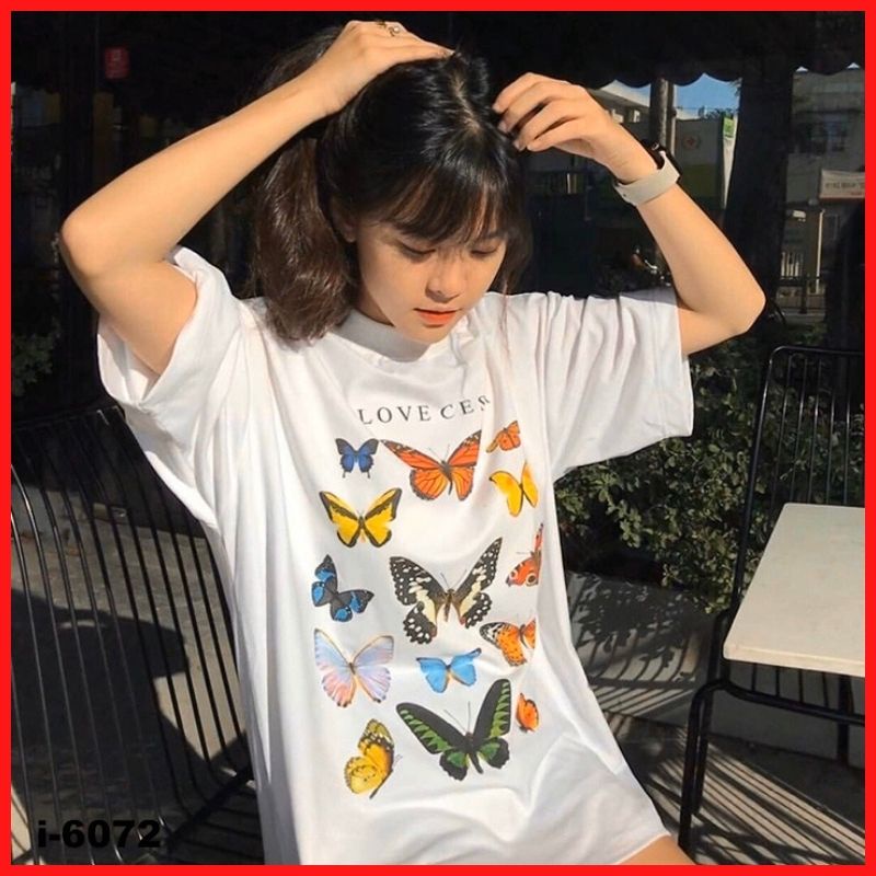 Follow Shop Săn Deal Hot Ngày 12/12 Áo Thun Nữ Unisex Màu Trắng In Hình Con Bướm I LOVE CESAR ATN6072