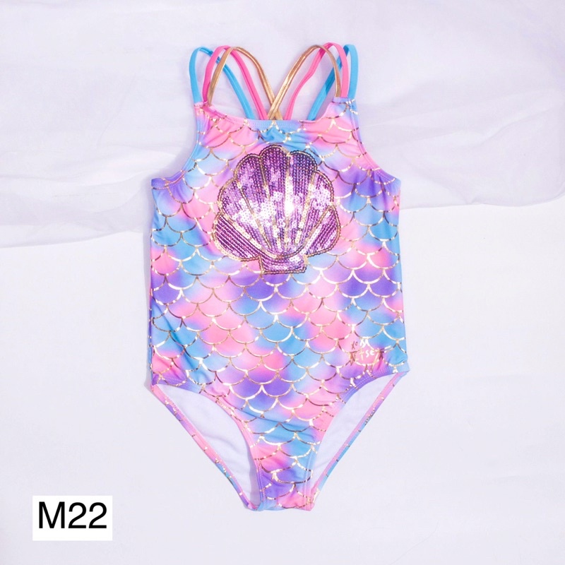 M22 Bikini/ bơi 1 mảnh đính vỏ sò tiên cá cho bé
