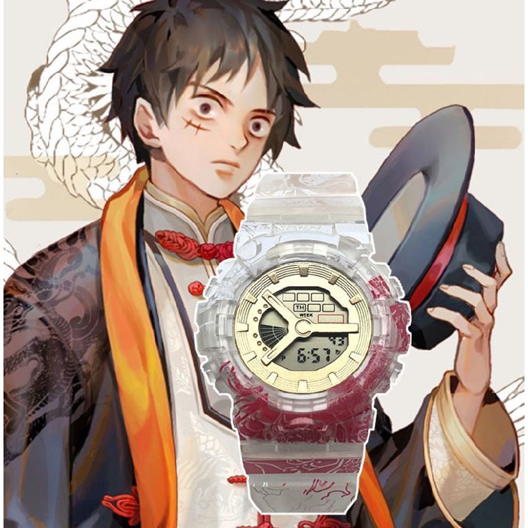 CASIO Đồng Hồ Điện Tử Đèn Led Thể Thao Đa Năng In Hình Anime One Piece Luffy Cho Trẻ Em