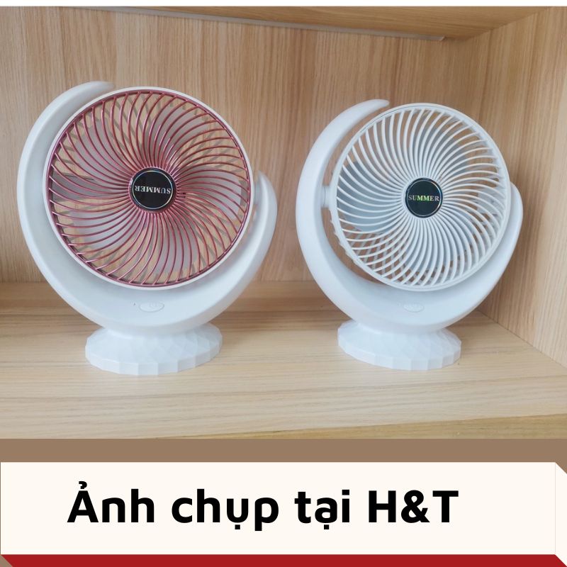 Quạt mini tích điện để bàn mini siêu mát, động cơ không tiếng ồn Super Summer