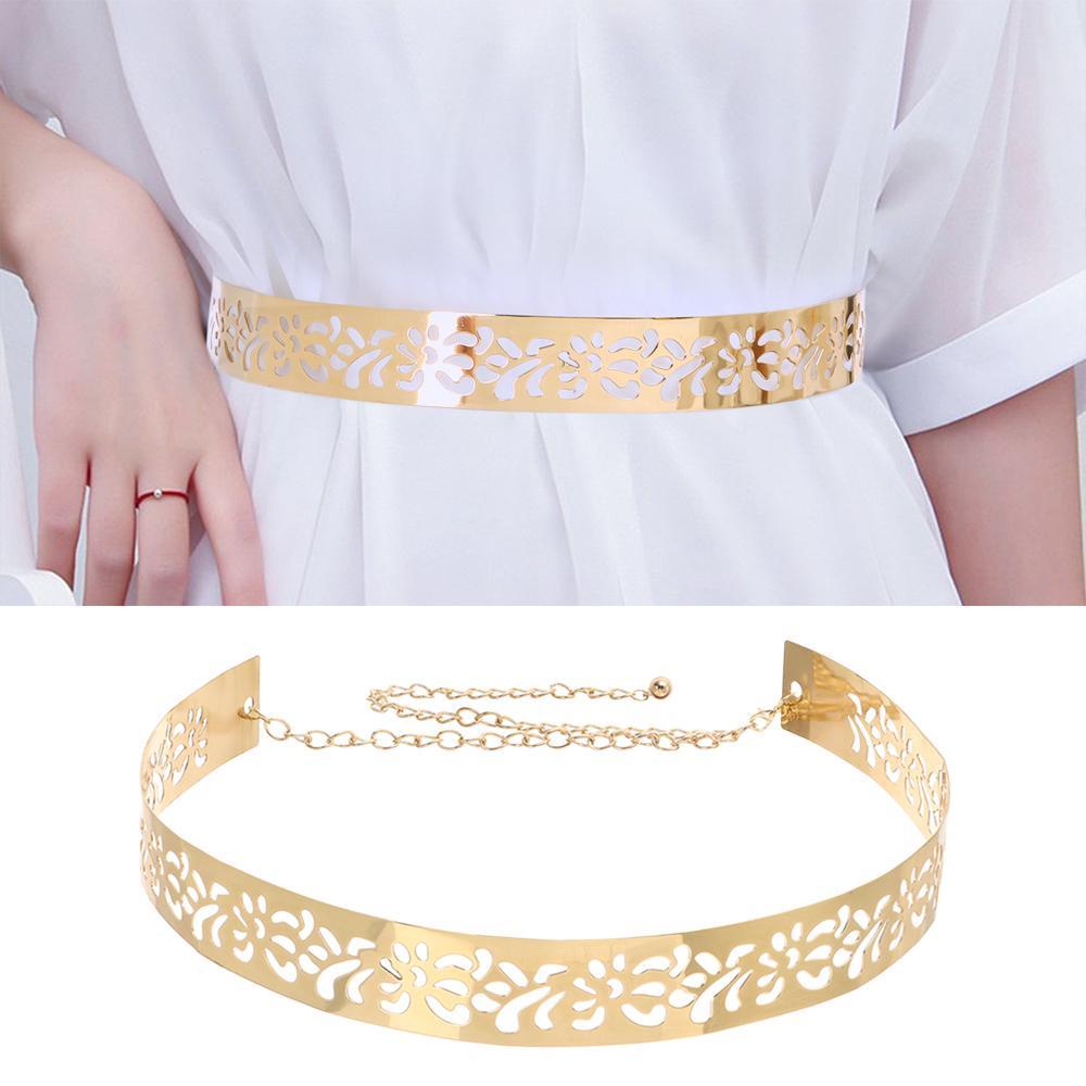 Thắt Lưng Bản Rộng Bằng Kim Loại Đính Kim Sa Lấp Lánh Sang Trọng Cho Nữ