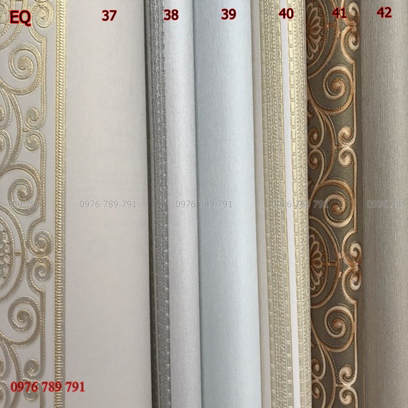 Giấy Dán Tường Đức Cao Cấp Dải Dọc Hoa Tân Cổ Điển 3D Cho Phòng Khách, Phòng Ngủ, Lụa Không Keo, Khổ 10m x 53 cm