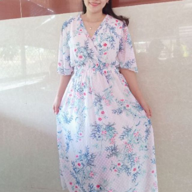 Đầm voan cổ đắp chéo
