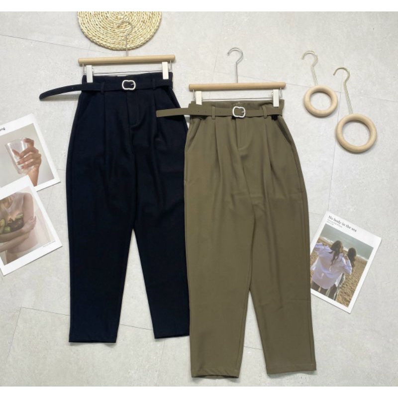 Quần baggy vải trơn kèm đai hàng QCL1