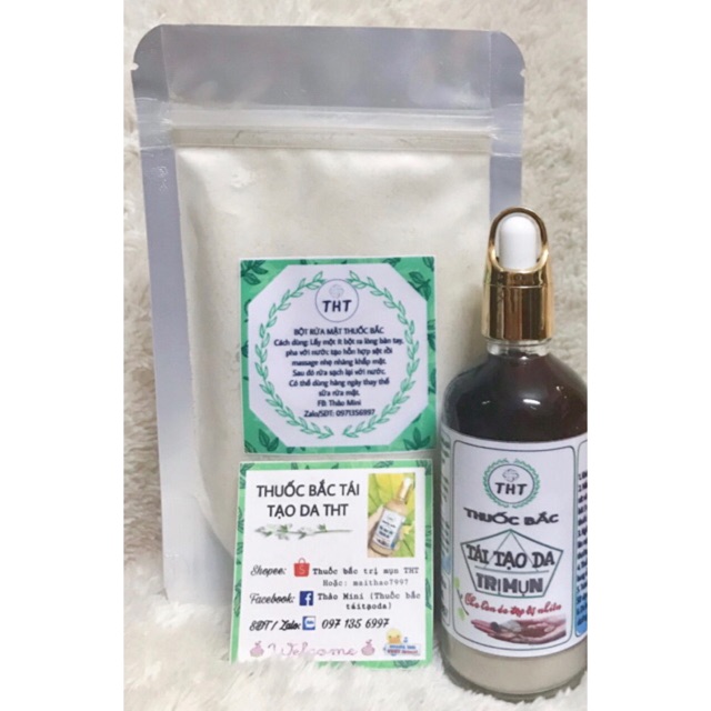 🌿Combo: Bột thảo mộc rửa mặt 100gr và Thuốc bắc tái tạo da 110ml 🌿 handmade