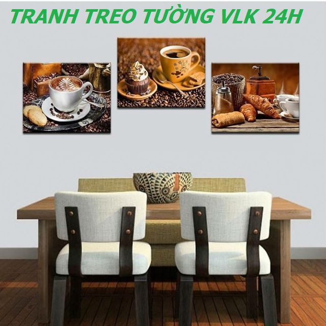VLK3190027PVC10 - Bộ 3 tấm tranh treo tường trang trí cửa hàng kinh doanh Cafe quán Bar