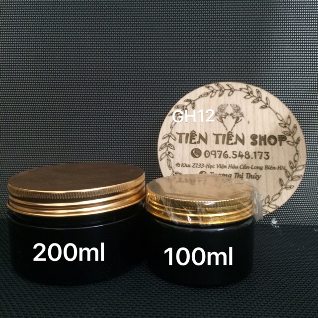 Hũ nhựa đen nắp vàng 100ml-200ml