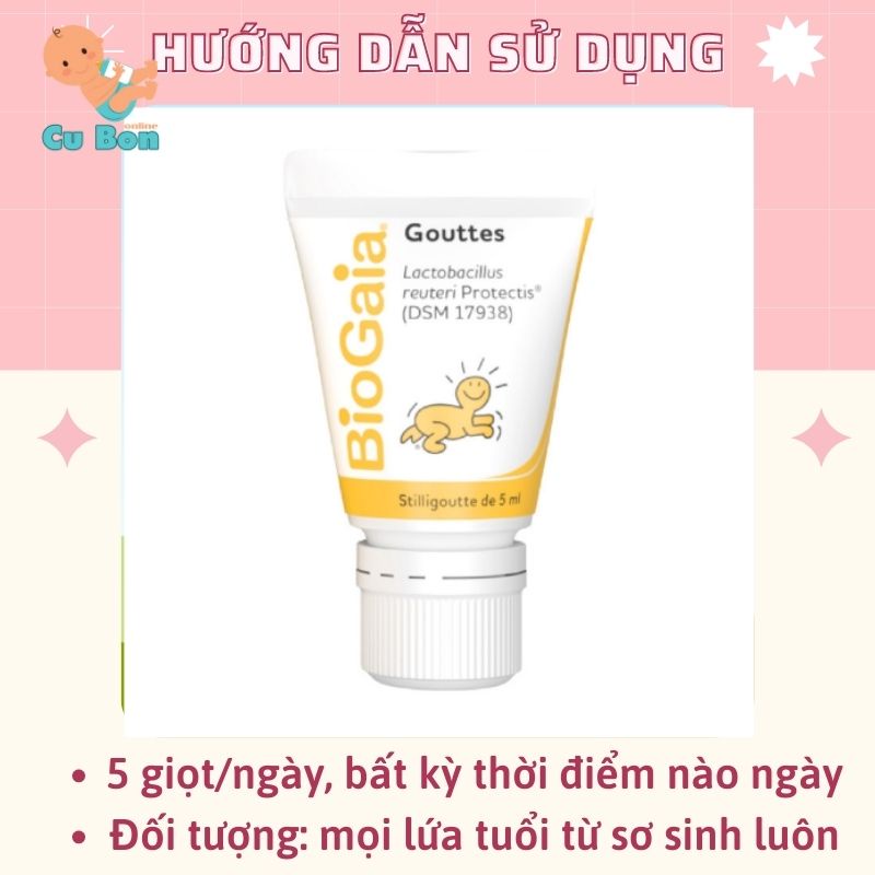 Men vi sinh Biogaia Pháp Protectis Gouttes 5ml cho trẻ sơ sinh trở lên dạng tuýp là men tiêu hoá cho bé hiệu quả