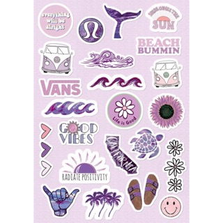 Set sticker pvc chống thấm nước Aesthetic VCSO MÀU TÍM