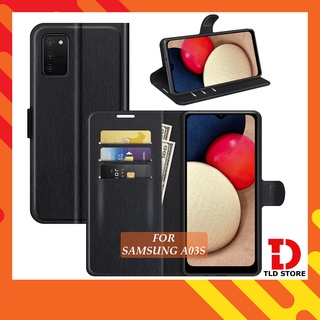 Bao da Samsung A03S Ốp lưng da cao cấp có nắp gập và chống xem phim