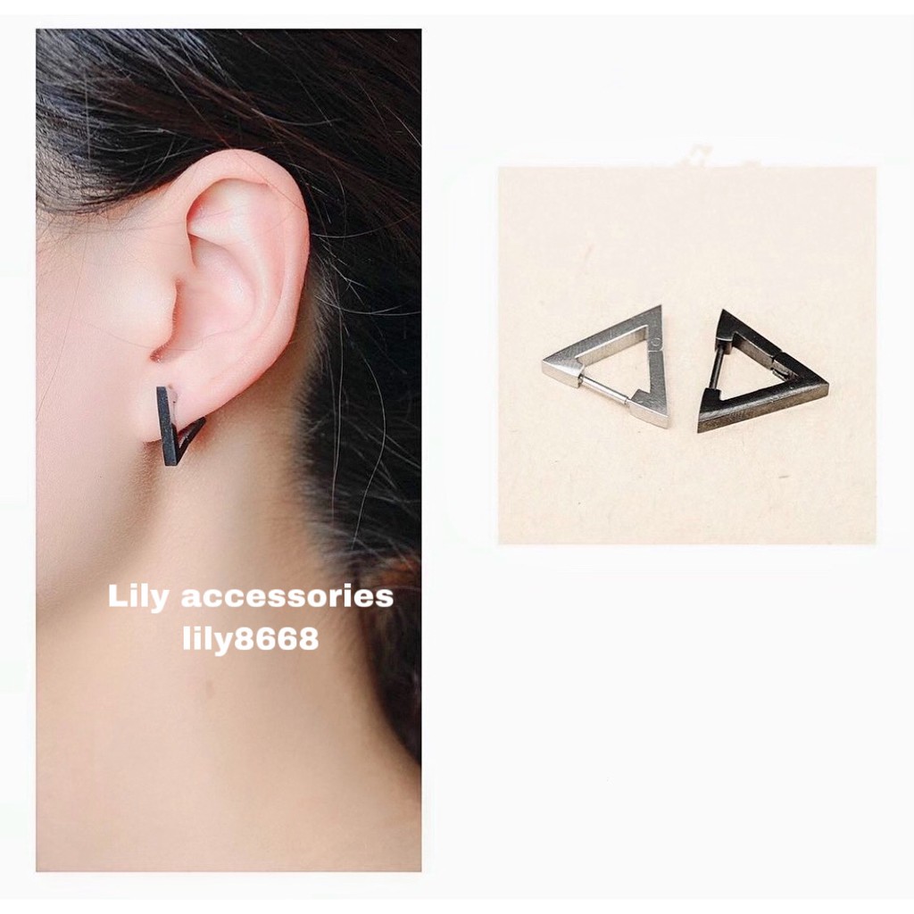 Thick Triangle Earring khuyên tai titan tam giác gập không gỉ không đen không dị ứng nam nữ unisex