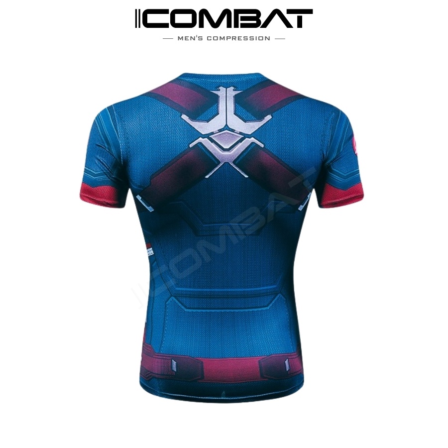 iiCOMBAT Áo Thể Thao Nam Thun lạnh Siêu Anh Hùng Đội trưởng Mỹ - Áo Thun Tập GYM Nam Nữ Ôm Body CAPTAIN AMERICA