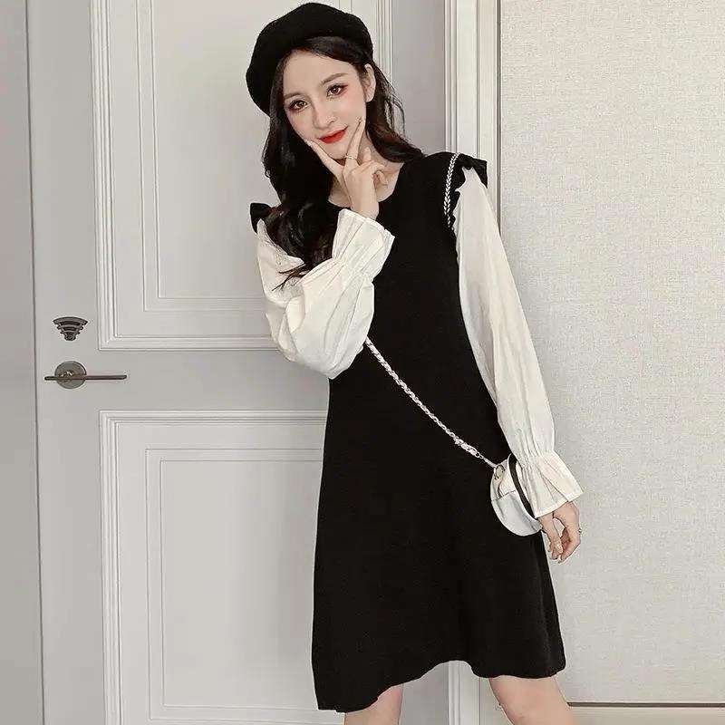Đầm tay loe phong cách mùa thu Hàn Quốc thanh lịch cho nữ