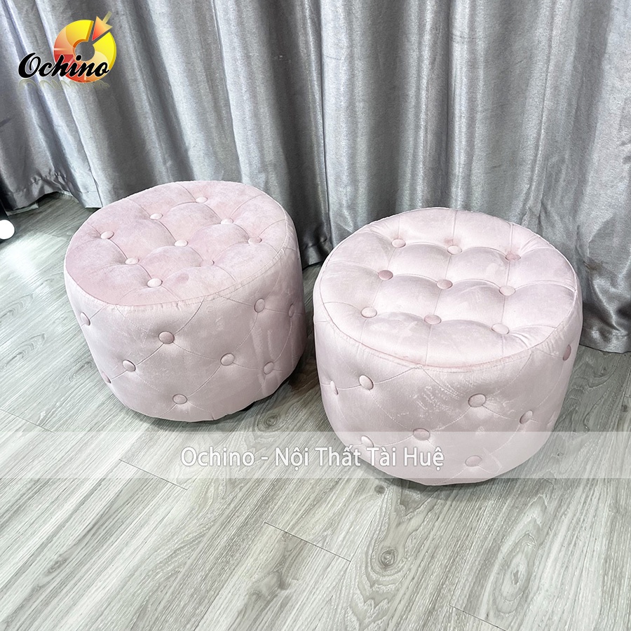 Đôn Nỉ Tròn, Đôn Tròn Đính Khuy Cách Điệu Dáng Thấp 30Cm Và Đk 40 (HÌnh Thật shop chụp)