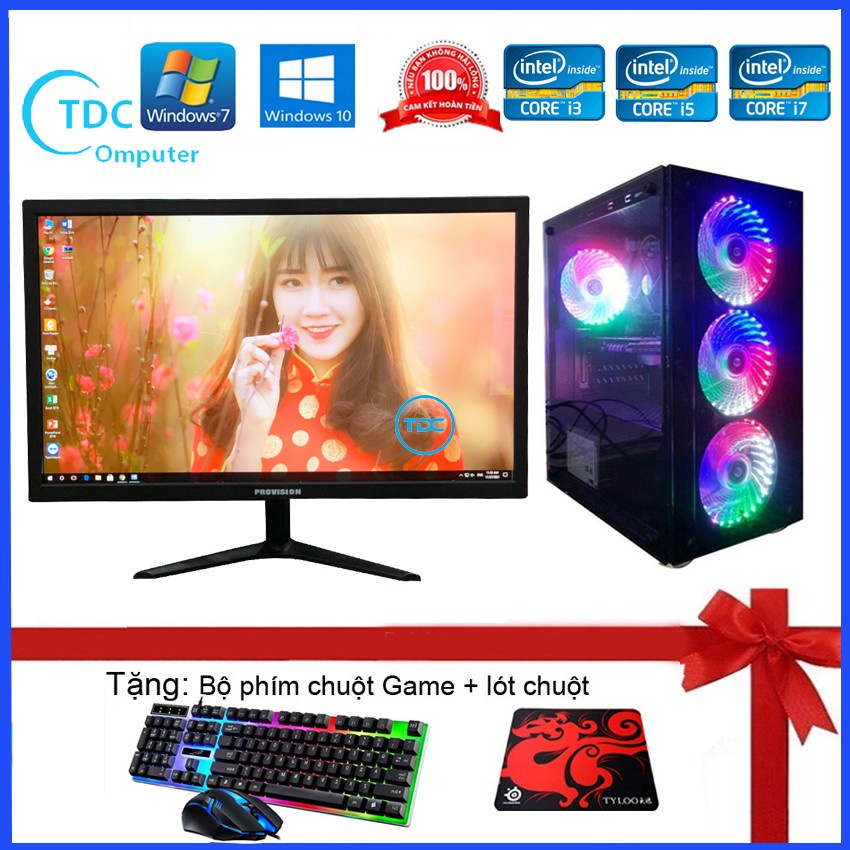 Bộ máy tính để bàn chuyển game,Màn 24 inch FULL, Core i7 4770, i5, i3, G3220 | RAM 8GB | SSD 128GB | VGA GTX 750TI 2GB.