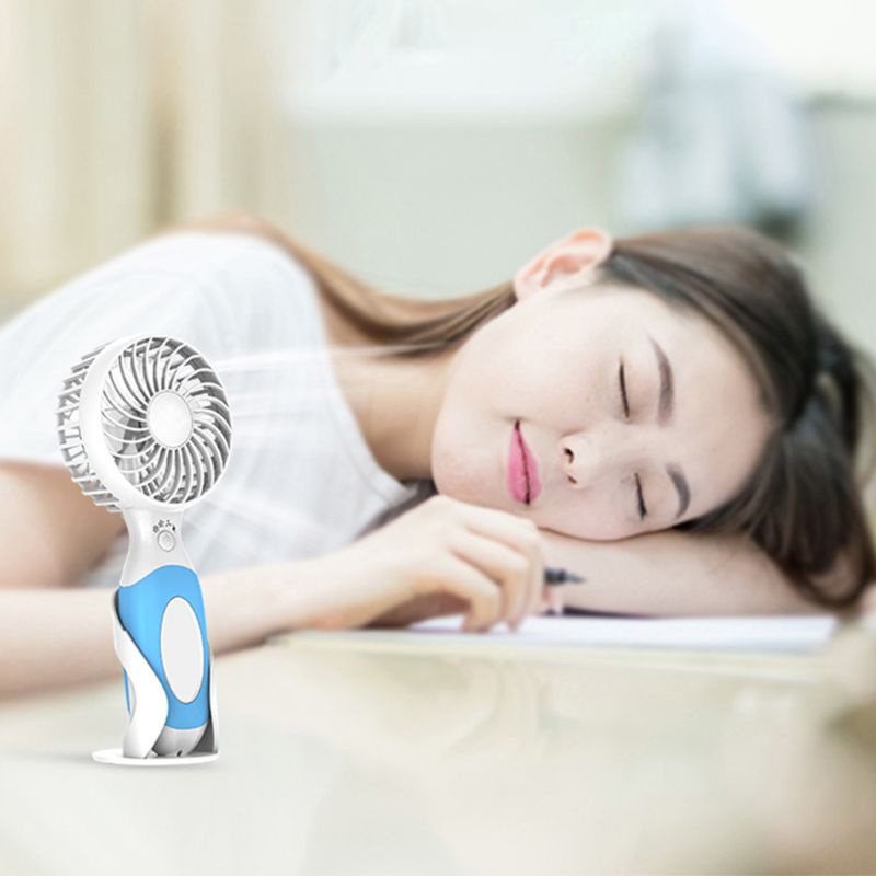 Quạt Mini Cầm Tay Có Gương Trang Điểm Sạc USB Tiện Lợi