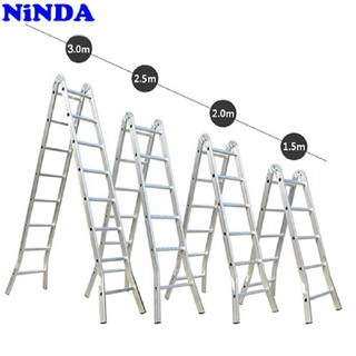 Thang nhôm Ninda ND-205 gấp chữ A cao 1.5m duỗi thẳng 3m bảo hành 24 tháng