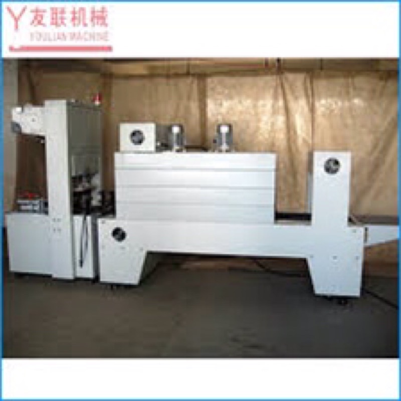 Máy căt dán màng co lốc nước ngọt, nước nắm, lốc sữa, máy đóng gói rút màng co PE log 6 chai 12 chai bán tự động