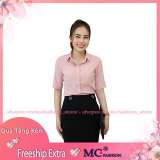 Áo Sơ Mi Đẹp Mc Fashion, Màu Hồng A473, Tay Lỡ, Kiểu Dáng Công Sở, Xanh Than, Tím, Đỏ