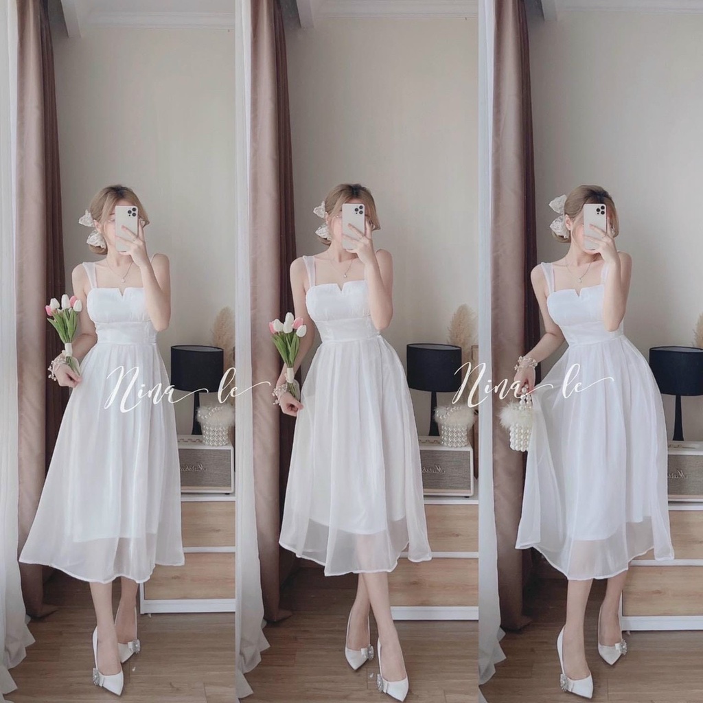 Đầm Nữ Maxi Voan Chingfon 2 Dây Bản To  Thời Trang Nữ Sam Closet Free Size 40-55kg