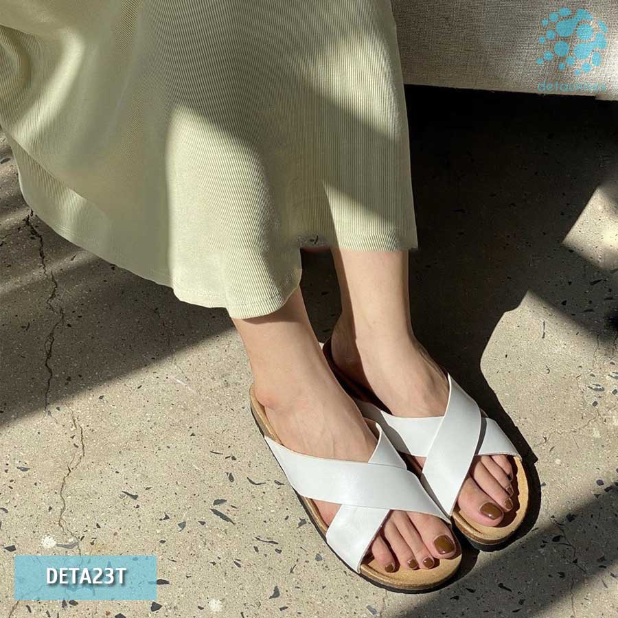 Dép đế trấu 2 quai chéo Birken thời trang công sở DETAUNISEX - DETA23