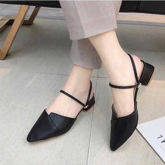 Giày sục nữ 3 Phân Mũi Nhọn Dây Kép Đi 2 Kiểu